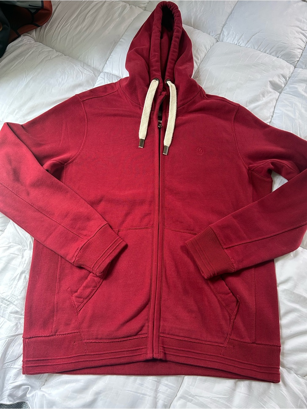 Fat Face Men's Red Full-Zip Hooded Sweatshirt